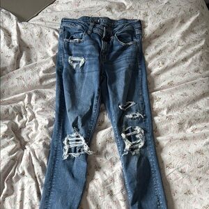 Women's Blue Distressed Jeans